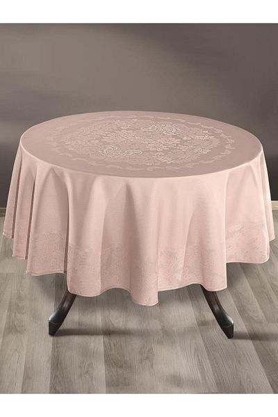 Karna Home Table Cloth Jacquard Liquid Proof Gold Round