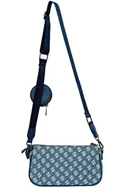 AMICA Giovanna Signature Monogramed Women’s Crossbody Blue Handbag In Denim And Leather