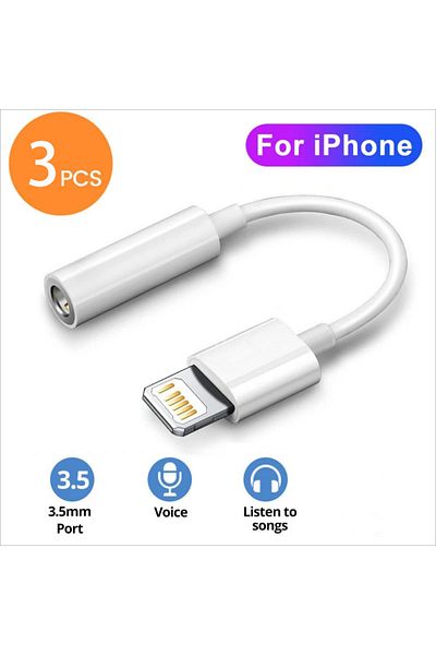 Choice White 3pcs For IOS Adapter to 3.5mm Jack AUX Cable For iPhone 14 13 12 11Pro Max Male to Female Adap