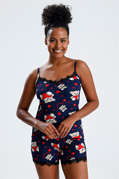 Jacob's Angels طقم بيجامة صيفي للسيدات مع شورت رياضي بحزام من الحبال