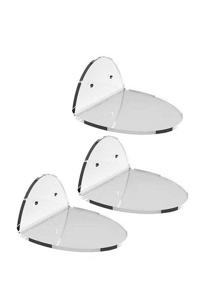 SMARTPOINTS Set of 3 Small Acrylic Wall Shelves – Clear Floating Display Shelves for Home & Office Decor