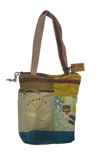 Old Cotton Vintage Colorful Ethnic Medium Size Beach Daily Women's Shoulder Bag 27cm X 33cm
