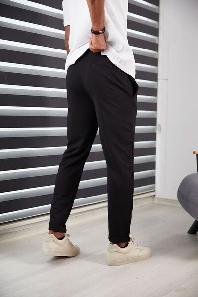 HA-KA GİYİM Men's Slim Fit Jogger Pants Double Leg High Quality Line Pattern Fabric Lycra