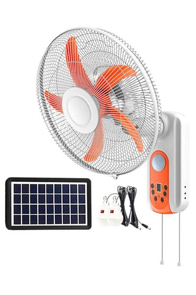 Easy power Rechargeable Emergency Solar Wall Fan 16 Inch 5 Blade 9 Speed Ac/Dc Fan With Led Light