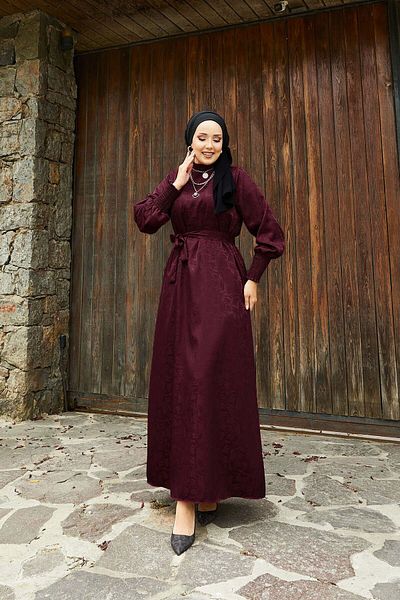 EBRUTESETTÜR Mobile Belted Sleeves Gipeli Jacquard Dress