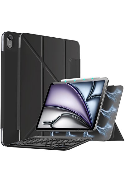 m.tk moveteck iPad Air 13 M2 M3 2024 2025 Compatible Magic Keyboard Slim Case Smart Cover with Magnet Lock Holder