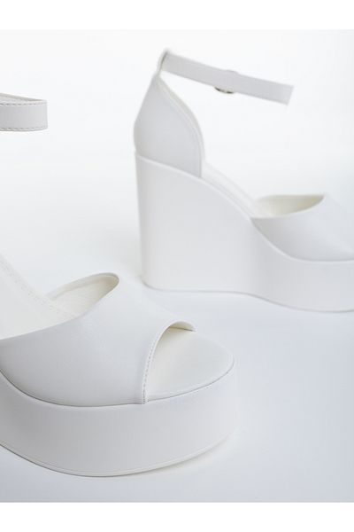 Kalapod Women's white platform sandals made of eco-leather Haruha