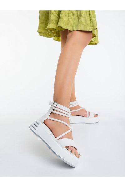 Kalapod Women's white platform sandals made of eco-leather Nasada