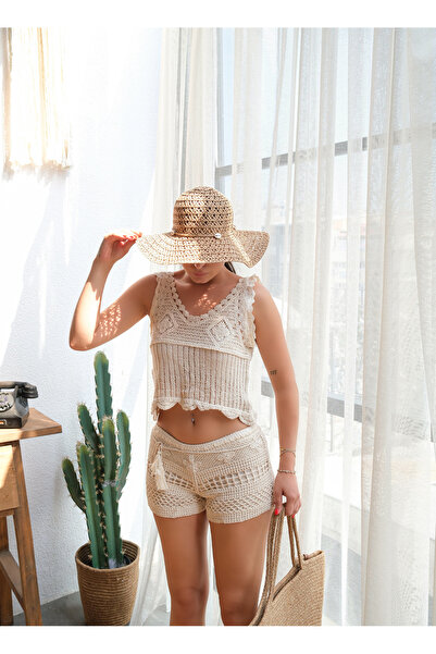 BLUE DAY'S Crochet Shorts Blouse Suit