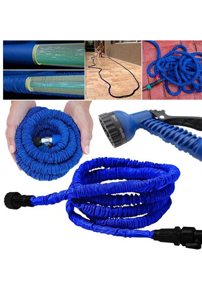 Bestech 30 Metre Uzayan Bahçe Sulama Araç Yıkama Hortumu 7 Kademeli Başlık Ta...