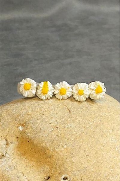 Uretti - Hülya 6683 4092 Handmade Polymer Clay Small White Daisy Flower Designed Hair Clip / 6 C