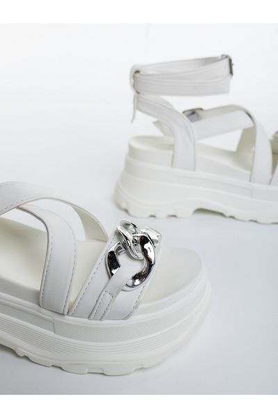 Kalapod Women's white platform sandals made of eco-leather Zenhana