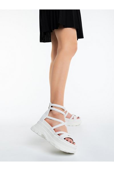 Kalapod Women's white platform sandals made of eco-leather Hanata
