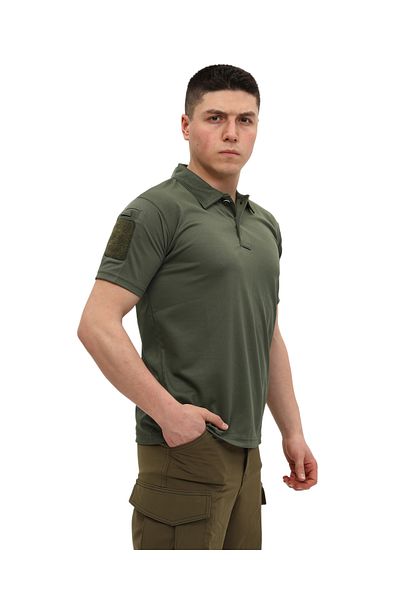 SINGLE SWORD Regular Fit Polo Neck Short Sleeve Men's Tactical Khaki T-Shirt/T-Shirt