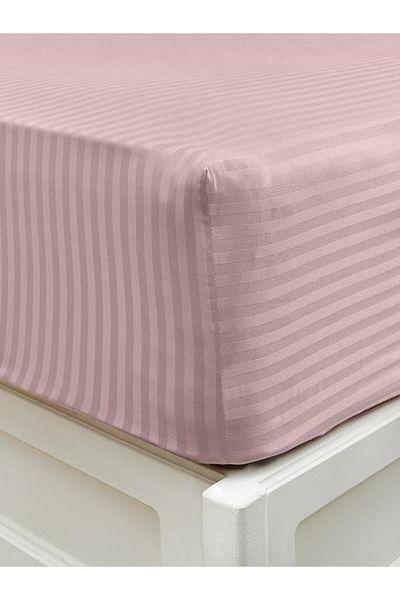 Karna Home Bed Sheet Stripe Satin Plain Elastic Double