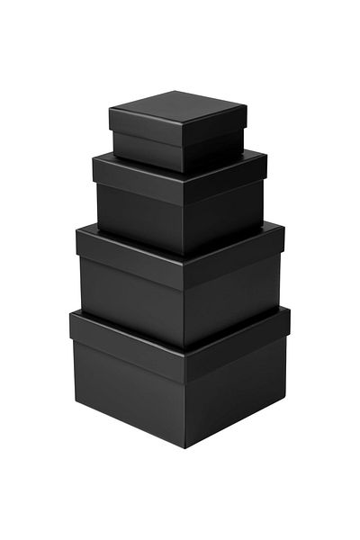OEM Set of 4 black boxes with lids, different sizes, made of thick matte cardboard, for gift wrapping