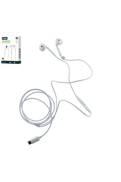 OEM Căști JELLICO EP2A, conector USB-C, cu microfon, cablu de 1,2 m, semi-intraauriculare, bas profund, albe