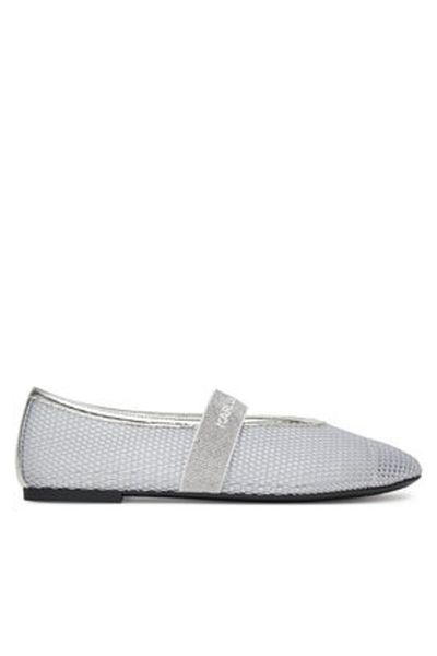 Karl Lagerfeld Balerine argintii pentru femei KARL LAGERFELD-KL40125 NSL SILVER NET TEXTILE