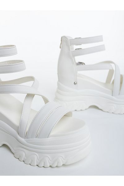 Kalapod Women's white platform sandals made of eco-leather Hanalia