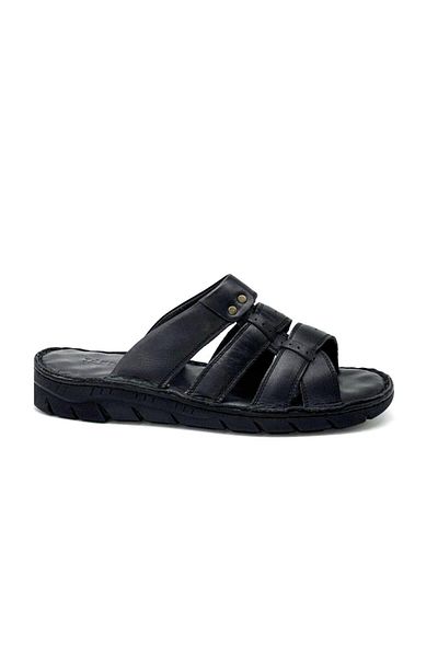 KİNDEP Kindep Tardelli Γνήσιο Δερμάτινο Πολυ Ελαφρύ Σόλα Comfort Casual Ανδρικές Παντόφλες ΜΑΥΡΟ