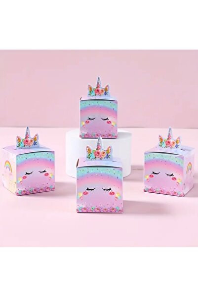Kutumania 24 Adet Pembe Renkli Unicorn Desenli Doğum Günü ve Baby Shower Hedi...