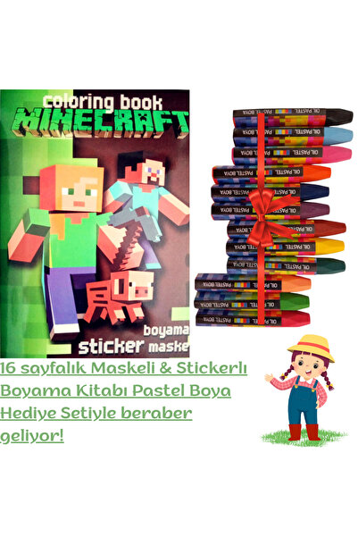 booddie Mınecraft Boyama Kitabı Stickerlı (arka Kapak Kesilerek Maskeli ) 12'...