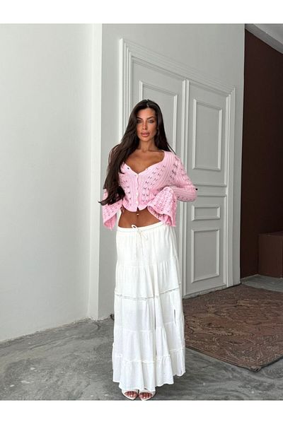 Cistern İstanbul Women's Openwork Sleeve Detailed Summer Cardigan