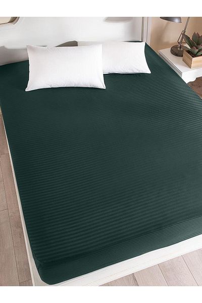 Karna Home Bed Sheet Stripe Satin Plain Elastic Wide Size