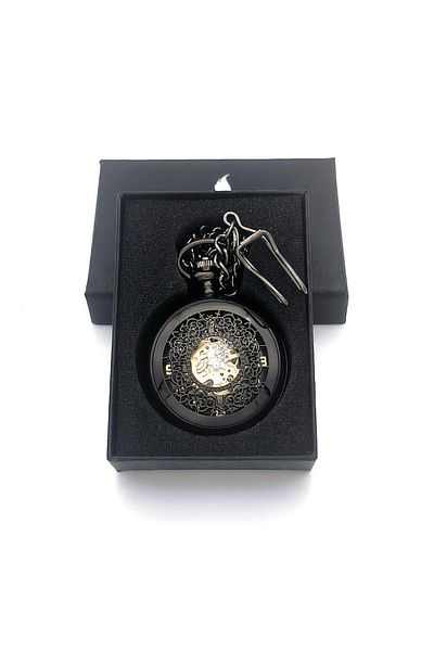 valkyrie Open Dial Mechanical Pocket Watch with Chain Transparent Design Hollowed Out Silver Case Wind-Up Collectibles
