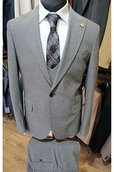 Ted Davıd Gray Pinstripe Vest Suit