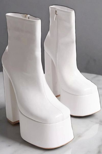 PayBuy Women's Zippered High Platform Heeled Boots Modern Stylish Design