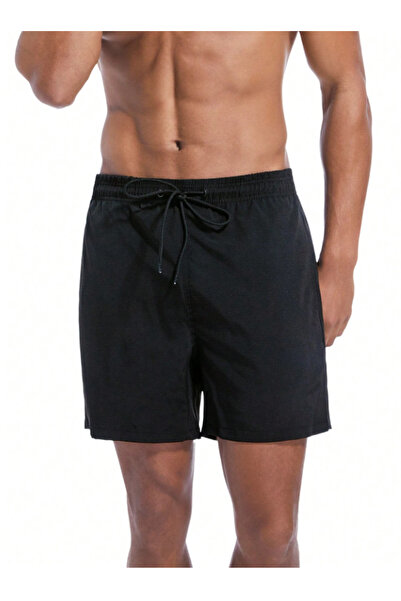 LAUSRA Erkek Esnek Rahat Giyim Siyah Mini Kesim Şort Denizde Plajda Giymelik