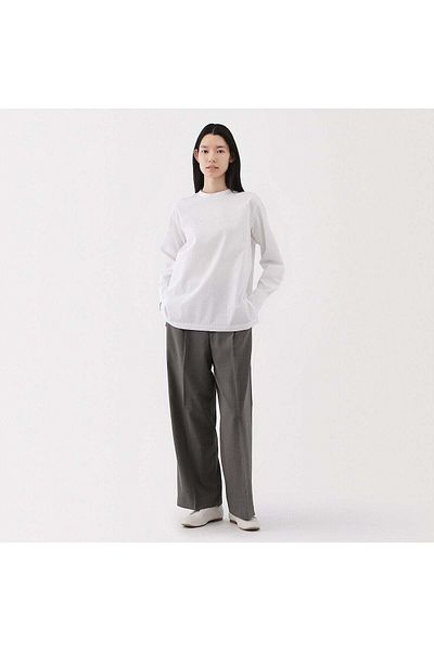 Muji بلوزة من القماش العريض سريعة الجفاف بأكمام طويلة