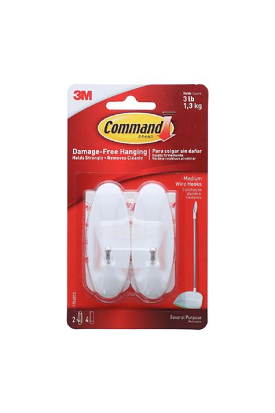 COMMAND 2-Piece Wire Hook White Medium