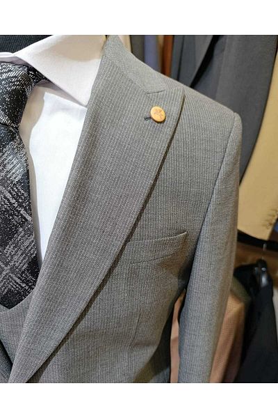 Ted Davıd Gray Pinstripe Vest Suit