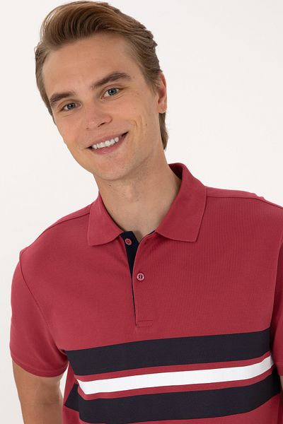 U.S. Polo Assn. Men's Regular Fit Cherry Polo Neck T-Shirt 50306808-Vr223
