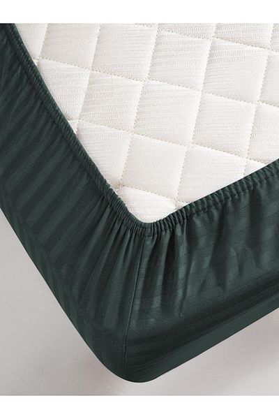 Karna Home Bed Sheet Stripe Satin Plain Elastic Wide Size