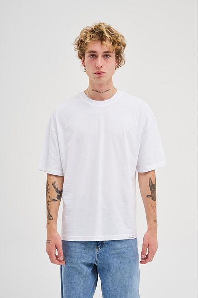 Machinist Unisex Oversize Large Size Basic Cotton T-Shirt Ecru