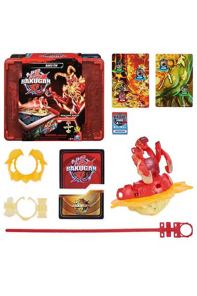 Spin Masters Bakugan Special Attack Mantid figure set with accessories in metal box