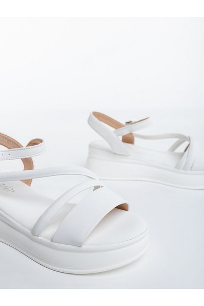 Kalapod Women's white platform sandals made of eco-leather Padana