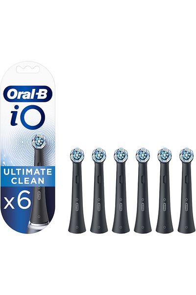 Oral-B iO Ultimate Clean Electric Toothbrush Refills, Black, Pack of 6