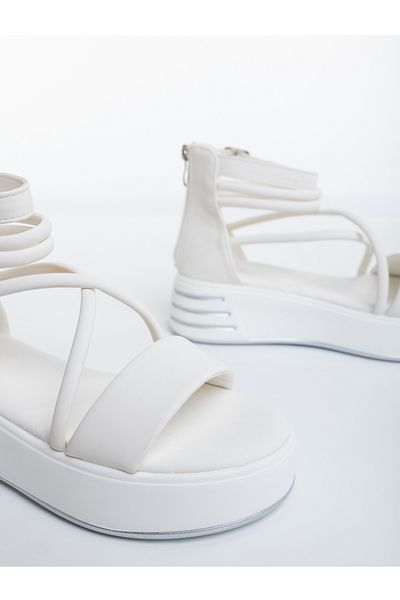 Kalapod Women's white platform sandals made of eco-leather Nasada