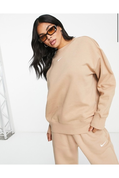 Nike Sportswear Phoenix Fleece Oversized Crew-Neck Kahverengi Kadın Sweatshirt