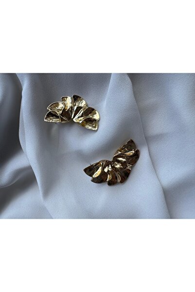 RİSE Kadın gold yaprak model küpe