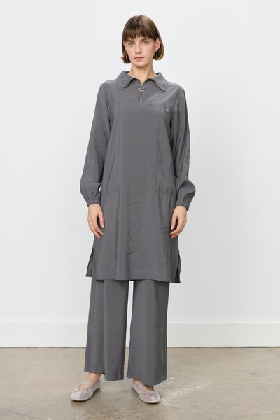 Nihan Modal Pantolon Tunik Takım Füme