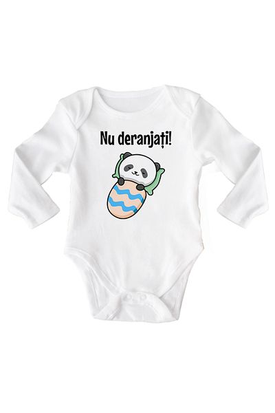 OEM Body bebe, Nu deranjati, 6 -12 luni, maneca lunga, bonisa creativ, alb, 100% bumbac