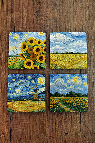 Begoloni Stone Decor أكواب من الحجر الطبيعي - أعمال فان جوخ AI مطبوعة مقاس 10...