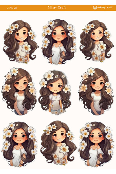 MirayDesign 1 autocolant cu ilustrație anime cu tematică pentru fete (12x17 c...