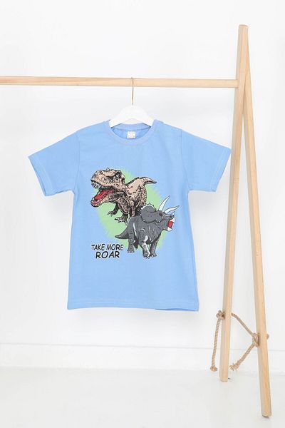 TOFİSA Boy's Blue Printed Short Sleeve T-Shirt - 27384