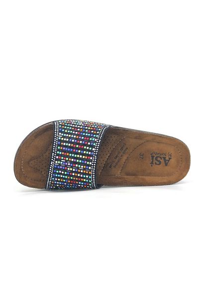 soElite Orthopedic Sole Stone Bead Embroidered Buckleless Sea Pool Beach Daily Women's Slippers